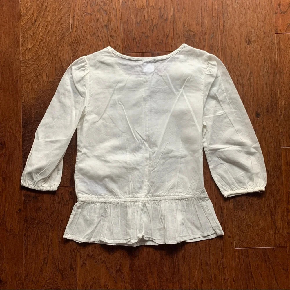Gap Kids White Embroidered Tassel Blouse | Girls Medium 10/12